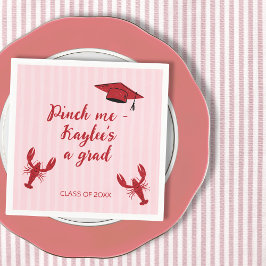 Crawfish Class of 2025 Pink Graduation Party Serviette