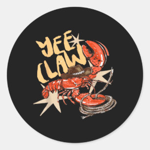 Crawfish Cowboy Yee Klauen Krebs Hummer Western Runder Aufkleber