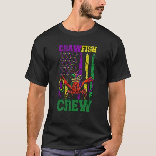 Crawfish Crew Perlen Mardi Gras Flagge Dab Kinder T-Shirt (Vorderseite)