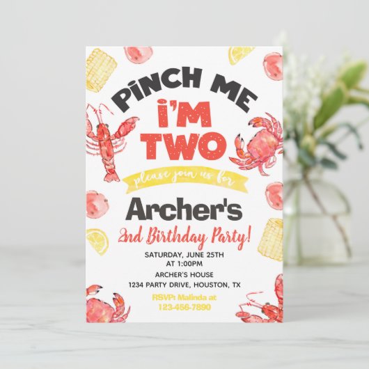 Crawfish Einladung zum Geburtstag | 2. Geburtstag (Stehend Vorderseite)