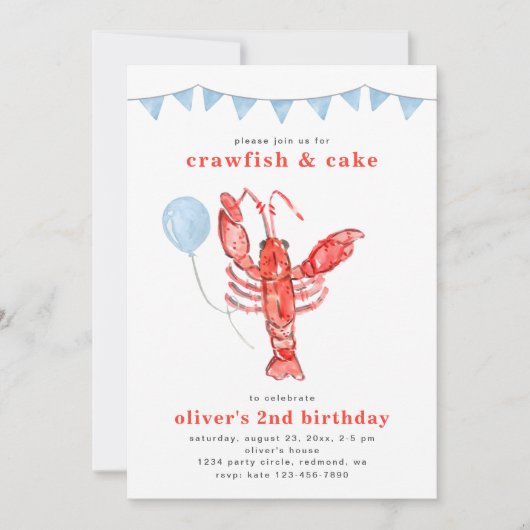 Crawfish Einladung zum Geburtstag | Crawfish Party (Vorderseite)