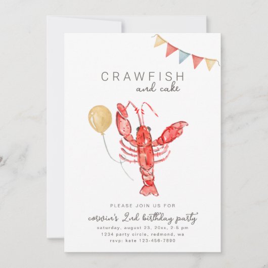 Crawfish Einladung zum Geburtstag | Crawfish Party (Vorderseite)