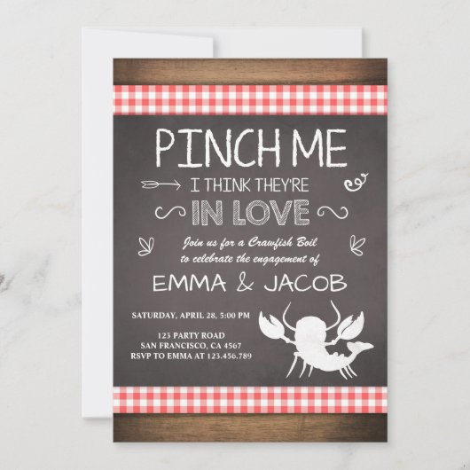 Crawfish engagierte Paare duschen Meeresfrüchte Einladung (Vorderseite)