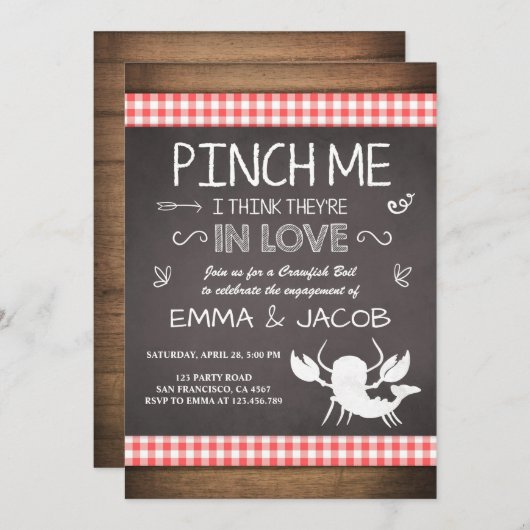 Crawfish engagierte Paare duschen Meeresfrüchte Einladung (Vorne/Hinten)