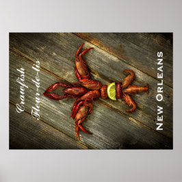 Crawfish Fleur-De-Lis Poster