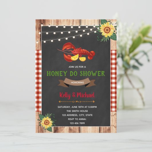 Crawfish Honig Dusche Einladung (Stehend Vorderseite)