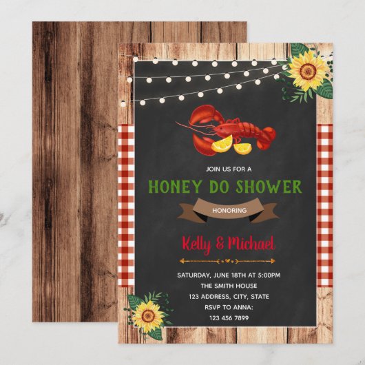 Crawfish Honig Dusche Einladung (Vorne/Hinten)