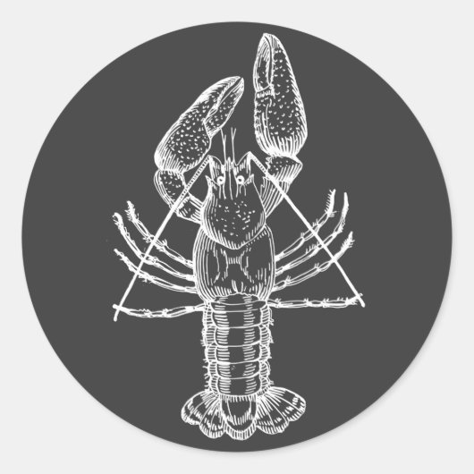 Crawfish Illustration weiß auf schwarz Runder Aufkleber (Vorderseite)