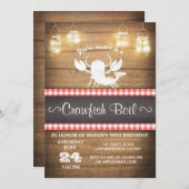 Crawfish kochen Einladung Rustikales Holz Geburtst (Vorne/Hinten)