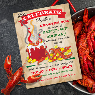 Crawfish kochen Einladungen auf zerknittertes Papi