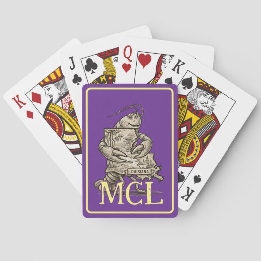 Crawfish Liebe Louisiana Spielkarten Monogrammiert (Rückseite)