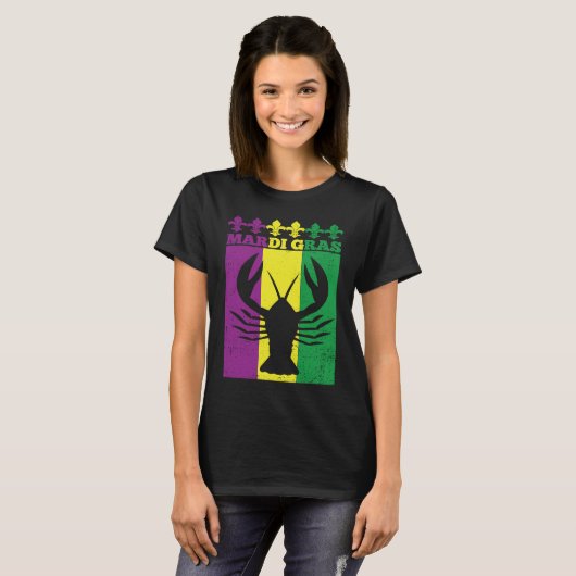 Crawfish Mardi Gras Retro Mudbug Carnival Parade M T-Shirt (Vorne ganz)