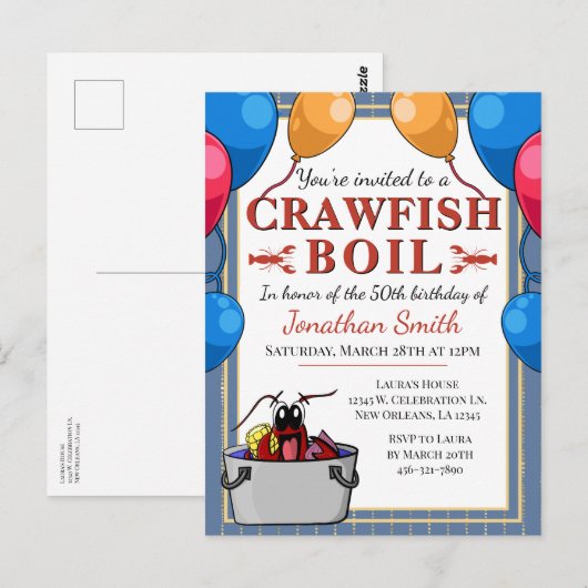 Crawfish Meeresfrüchte Booking Geburtstagssonderve Postkarte (Vorne/Hinten)