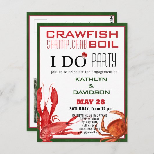 Crawfish Meeresfrüchte Verlobung Foto Einladung Postkarte (Vorne/Hinten)