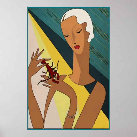 Crawfish Pinch Schwanz Art Deco Poster (Vorne)