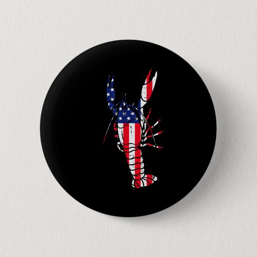 Crawfish Us Flag Crayfish Lobster Patriotic Men Wo Button (Vorderseite)