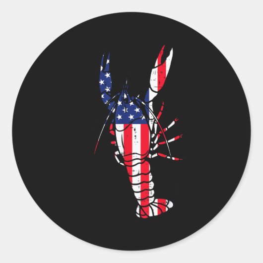 Crawfish Us Flag Crayfish Lobster Patriotic Men Wo Runder Aufkleber (Vorderseite)