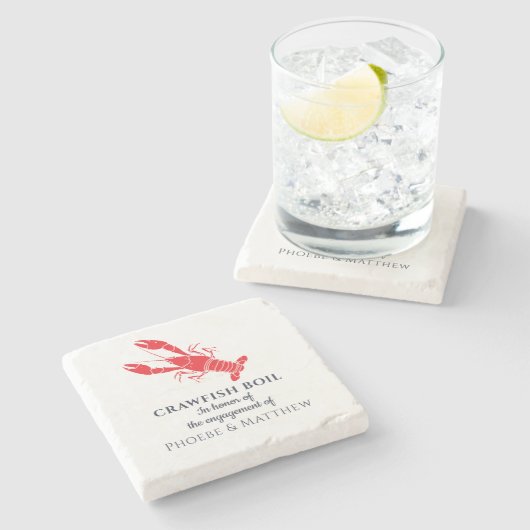 Crawfish Verlobung Meeresfrüchte Party Steinuntersetzer (Seitenansicht)