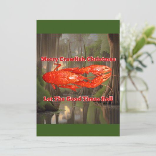 Crawfish Weihnachtskarte Feiertagskarte (Stehend Vorderseite)