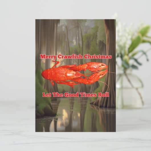 Crawfish Weihnachtskarte Feiertagskarte (Stehend Vorderseite)