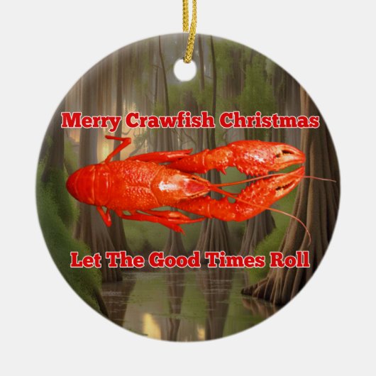 Crawfish Weihnachtskarte Keramik Ornament (Vorne)