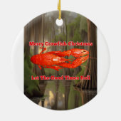 Crawfish Weihnachtskarte Keramik Ornament (Hinten)