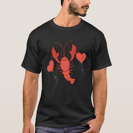 Crawfish With Heart Balloon Valentines Day Love Bo T-Shirt (Vorderseite)