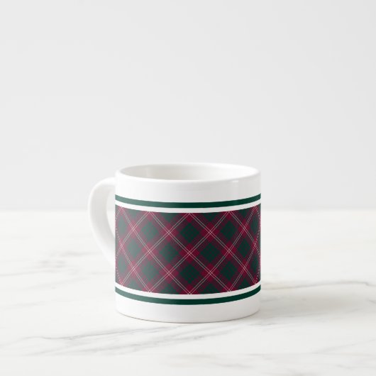 Crawford Clan Dark Red Scottish Tartan Espressotasse (Vorderseite Links)