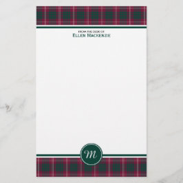 Crawford Clan Tartan Maroon Kariert Monogram Briefpapier