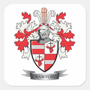 Crawford Familienwappen Coat of Arms Quadratischer Aufkleber