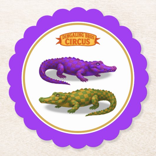 Crawford, gemaltes Zirkuskrokodil Untersetzer (Vorderseite)