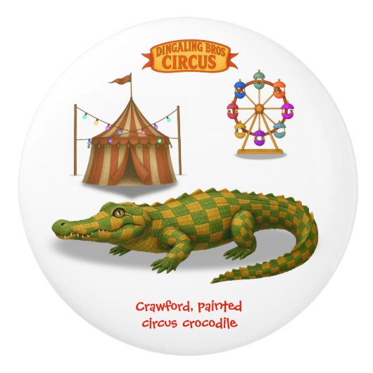 Crawford, painted circus crocodile keramikknauf (Vorderseite)