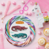 Crawford, painted circus crocodile pappteller (Party)