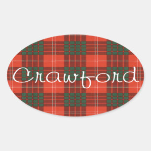 Crawford Scottish Clan tartan - Plaid Ovaler Aufkleber