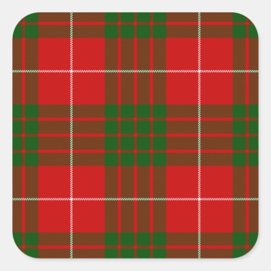 Crawford tartan rot kariert quadratischer aufkleber (Vorderseite)