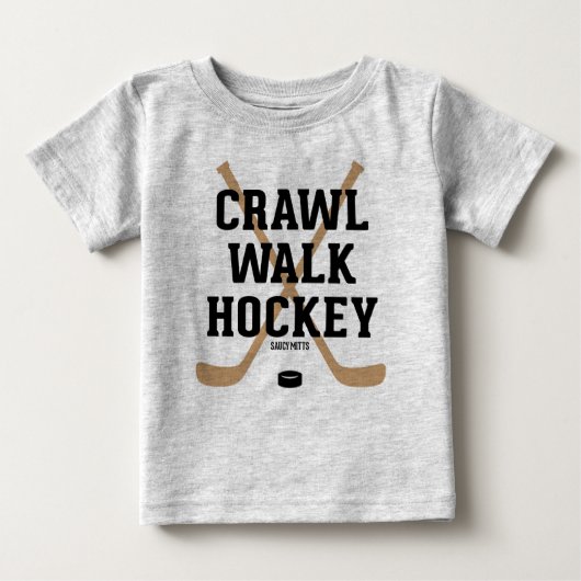 Crawl Walckey Hockey Niedlich Funny Säugling Baby Baby T-shirt (Vorderseite)