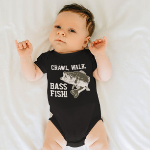 Crawl Walk Bass Fish Funny Baby Fishing Strampler