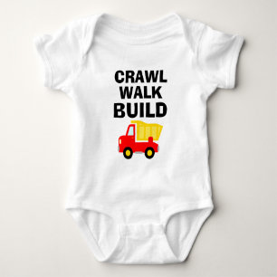CRAWL WALK BUILD niedlicher Aufbaukarosserieanzug Baby Strampler