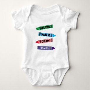 Crawl Walk Draw bunter Wachsmalstift-Body für Baby Strampler