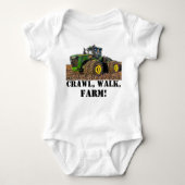 Crawl Walk Farm Funny Traktor Ausrüstung Baby Strampler (Vorderseite)