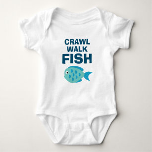 Crawl Walk Fish lustiger Baby Bodysuit Baby Strampler