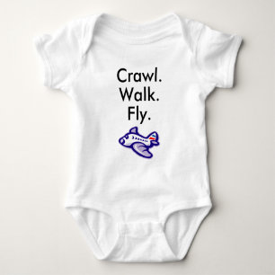 Crawl Walk Fly Airplane Baby Bodysuit Strampler