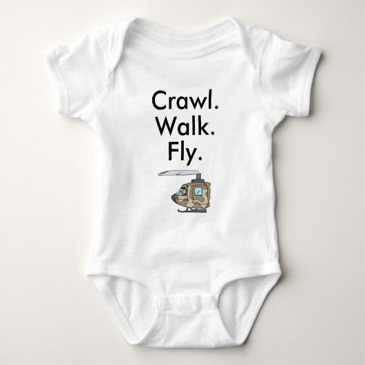 Crawl Walk Fly Military Army Pilot Baby Bodysuit Baby Strampler (Vorderseite)