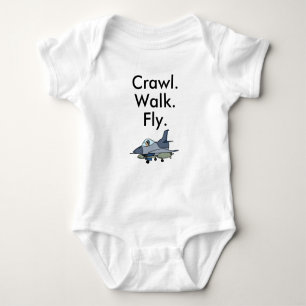 Crawl Walk Fly Military Fighter Jet Baby Bodysuit Baby Strampler