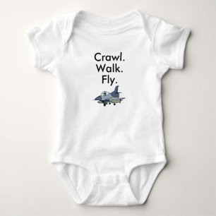 Crawl Walk Fly Military Fighter Jet Baby Bodysuit Strampler