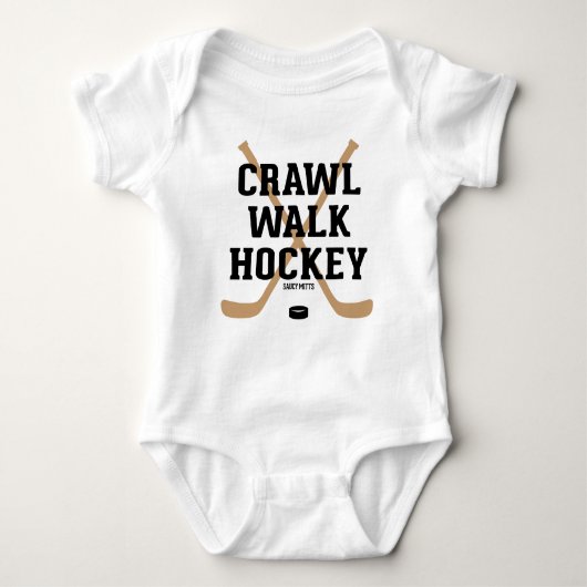 Crawl Walk Hockey Sticks und Puck Säugling Baby Strampler (Vorderseite)