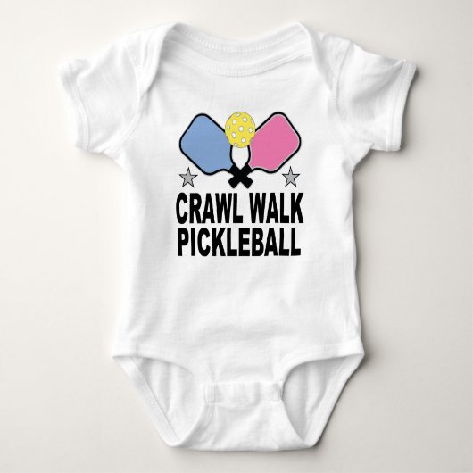 Crawl Walk Pickleball Baby Strampler (Vorderseite)