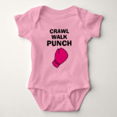 Crawl Walk Punch rosa Boxhandschuh Babybodysuit Baby Strampler (Vorderseite)