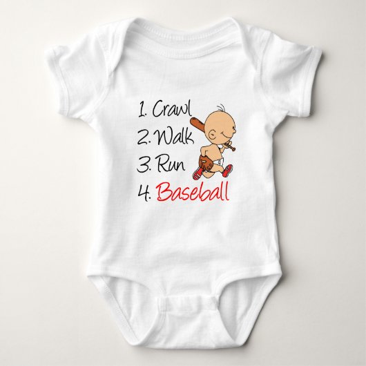 Crawl Walk Run Baseball Baby Strampler (Vorderseite)