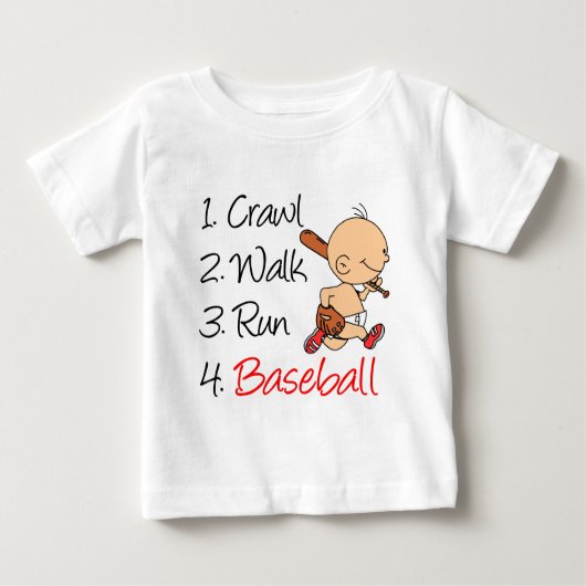 Crawl Walk Run Baseball Baby T-shirt (Vorderseite)